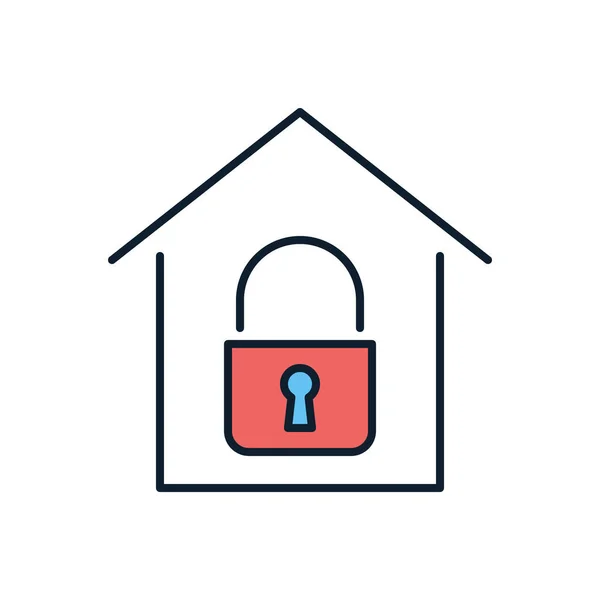 Quarantine Related Vector Icon Simple House Icon Lock Quarantine Sign — Stock Vector