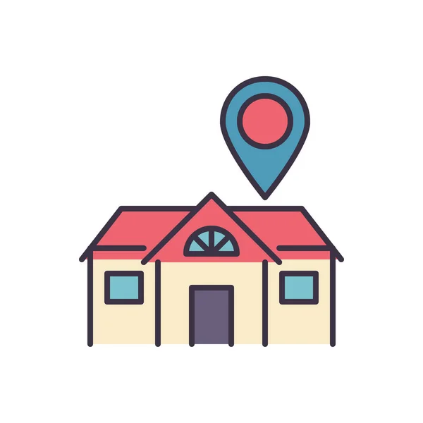 Bleiben Sie Hause Bezogene Vektor Symbol Haus Mit Einem Navigationsschild — Stockvektor