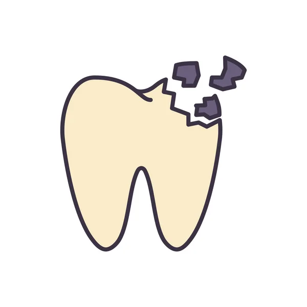 牙齿碎裂相关病媒 牙齿碎屑标志 因白人背景而被隔离 — 图库矢量图片