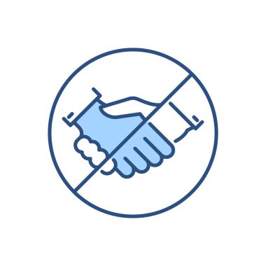 İrtibat bağlantılı vektör simgesinden kaçının. İçki yasağı işareti el sıkışıyor. Beyaz arka planda izole edilmiş. Düzenlenebilir vektör illüstrasyonu