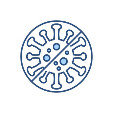 Anti Coronavirus bağlantılı vektör simgesi. Virüs COVID 19 yasak işareti. Beyaz arka planda izole edilmiş. Düzenlenebilir vektör illüstrasyonu