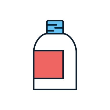 Tıbbi Şişe İlgili Vektör Simgesi. Şişe işareti. Uyuşturucu ikonu. Beyaz Arkaplanda İzole Edilmiş