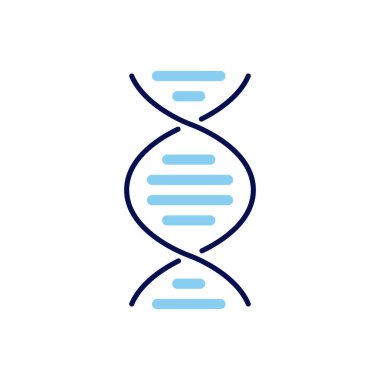 DNA bağlantılı vektör çizgisi simgesi. DNA sarmal doğrusal simgesi. Deoksiribonükleik, nükleik asit yapısı. Kromozom. Moleküler biyoloji. Genetik kod. Beyaz arka planda izole edilmiş. Vektör çizimi. Düzenlenebilir vuruş