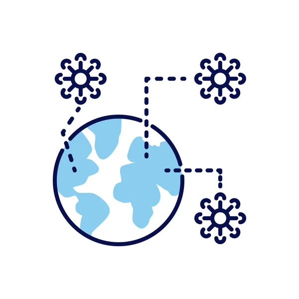 潘德米亚相关的矢量图标 病毒在全球各地的传播 潘德米亚标志 被白色背景隔离 可编辑的矢量说明 — 图库矢量图片