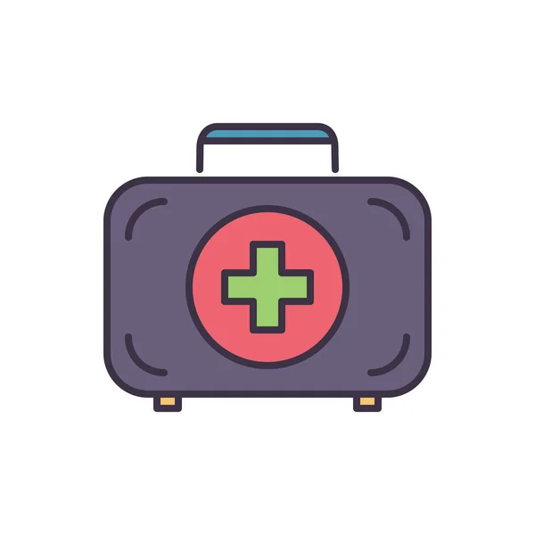 応急処置キット関連のベクトルアイコン 医療用クロスサイン付きの医療スーツケース 救急キットのサインだ 白い背景に隔離されている 編集可能なベクトル図 — ストックベクタ