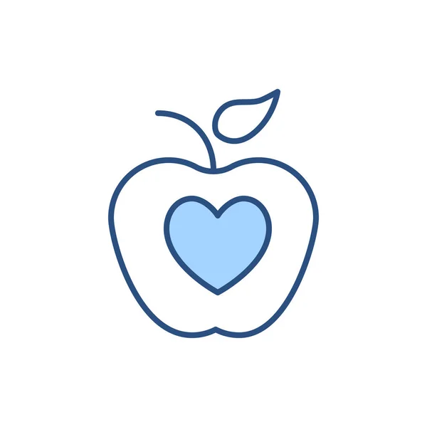 Gesunde Ernährung Bezogene Vektorzeilensymbol Apple Herz Vereinzelt Auf Weißem Hintergrund — Stockvektor