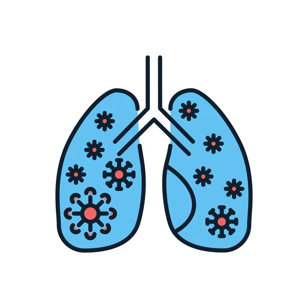 肺感染関連のベクターアイコン 内部感染症と肺 肺感染症の兆候 白い背景に隔離されている 編集可能なベクトル図 — ストックベクタ