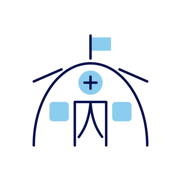 Tıbbi Çadır Bağlantılı Vektör Simgesi Tıbbi Çadır Işareti Beyaz Arka — Stok Vektör