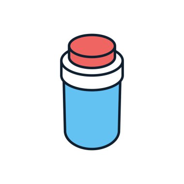 İlaç Şişesi İlgili Vektör Simgesi. - Uyuşturucu. Beyaz Arkaplanda İlaç Şişesi İşareti İzole Edildi