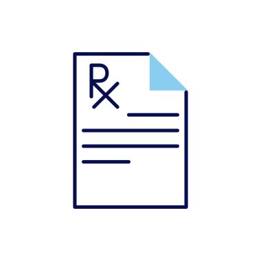 Reçeteyle ilgili vektör çizgisi simgesi. Kağıt, beyaz arka planda izole edilmiş. Vektör çizimi. Düzenlenebilir vuruş