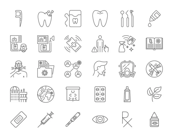 Medical Vector Icons Set Line Icons Sign Symbols Linear Design — Stock Vector