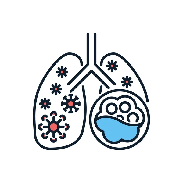 Pneumonia Related Vector Icon Lungs Alveoli Coronavirus Pneumonia Sign Isolated — Stock Vector
