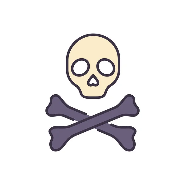 骷髅和骨骼相关的病媒图标 死亡和海盗的象征 骷髅和骨头的标志 被白色背景隔离 可编辑的矢量说明 — 图库矢量图片