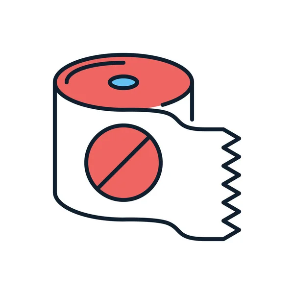 Icône Vectorielle Liée Papier Toilette Papier Toilette Avec Panneau Interdiction — Image vectorielle