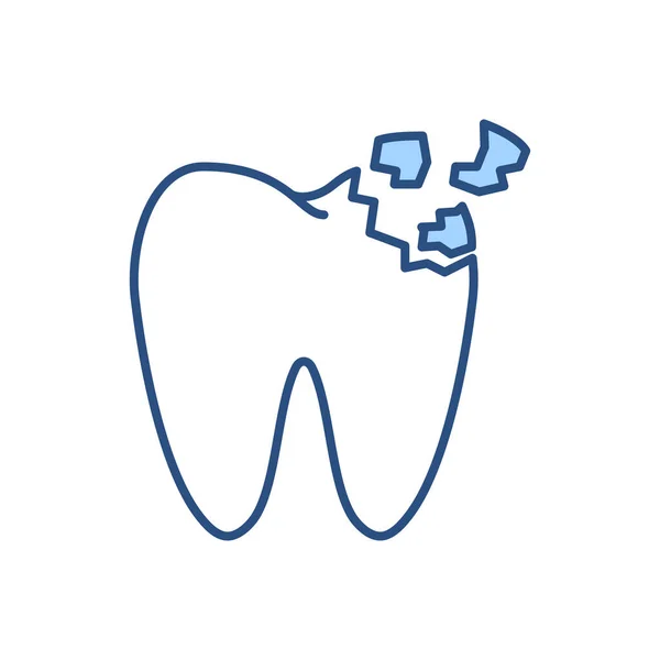 Crash Dental Related Vector Icon Señal Choque Dental Aislado Sobre — Vector de stock