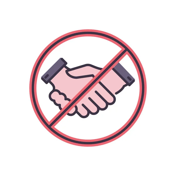 Vermeiden Sie Kontaktbezogene Vektorsymbole Verbotsschild Beim Händeschütteln Vereinzelt Auf Weißem — Stockvektor