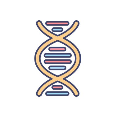DNA bağlantılı vektör çizgisi simgesi. DNA sarmal doğrusal simgesi. Deoksiribonükleik, nükleik asit yapısı. Kromozom. Moleküler biyoloji. Genetik kod. Beyaz arka planda izole edilmiş. Vektör çizimi. Düzenlenebilir vuruş