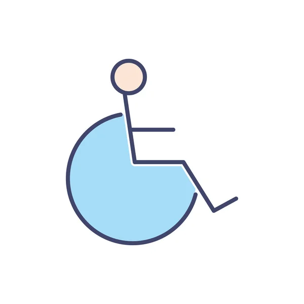 Niepełnosprawna Ikona Linii Wektorowej Osoba Niepełnosprawna Ikonie Liniowym Wózka Inwalidzkiego — Wektor stockowy