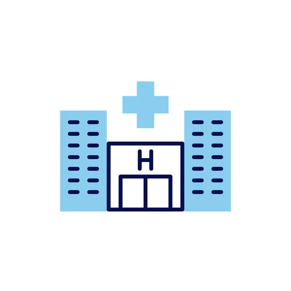 Krankenhausbezogenes Vektorzeilen Symbol Medizinische Einrichtung Dringendes Betreuungszentrum Krankenhausbau Primärversorgung Fassade — Stockvektor