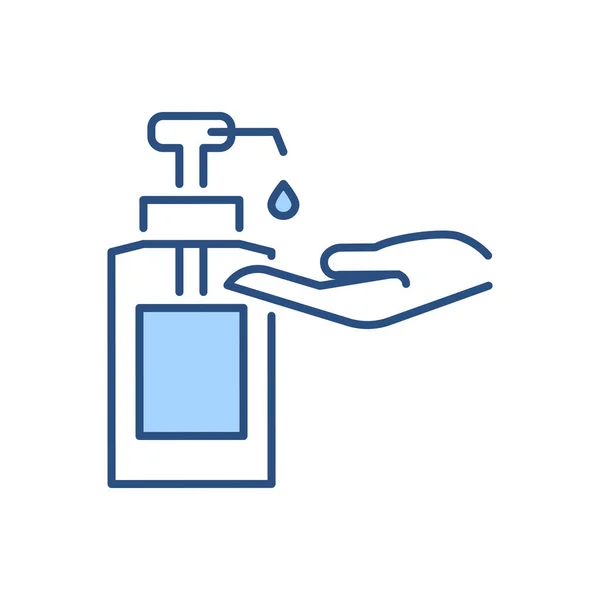 Ikon Vektor Terkait Pembersih Tangan Sanitizer Menetes Dari Botol Telapak - Stok Vektor