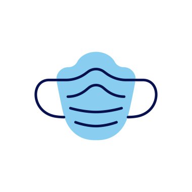 Tıbbi maske bağlantılı vektör simgesi. Tıbbi maske işareti. Beyaz arka planda izole edilmiş. Düzenlenebilir vektör illüstrasyonu