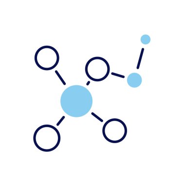 Molekül bağlantılı vektör simgesi. Molekül işareti. Beyaz arka planda izole edilmiş. Düzenlenebilir vektör illüstrasyonu