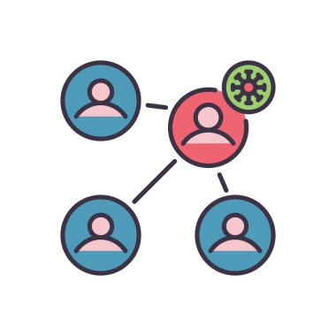 Virüs iletim vektör simgesi. Virüs iletim işareti. Beyaz arka planda izole edilmiş. Düzenlenebilir vektör illüstrasyonu