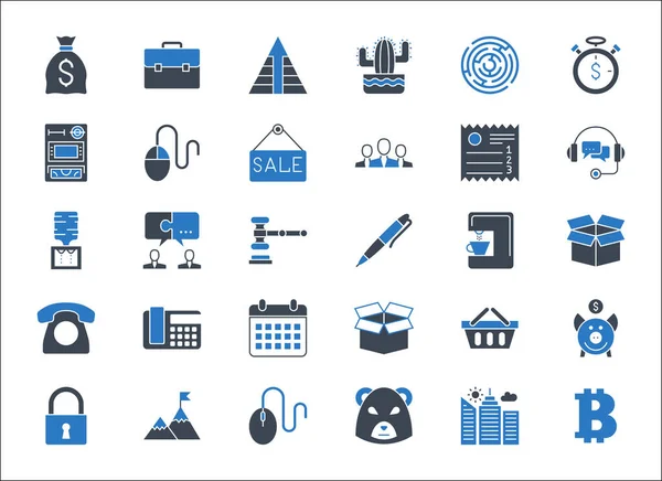 Знаки Бизнеса Банковского Финансового Вектора Придают Символу Синий Цвет Icons — стоковый вектор