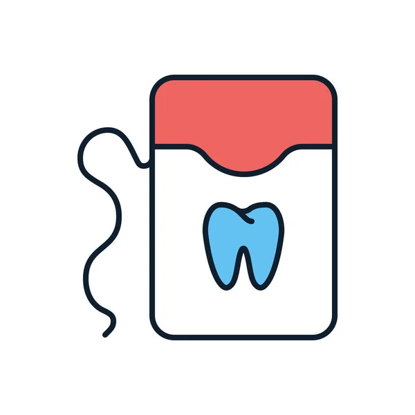 Icona Vettoriale Correlata Filo Interdentale Segno Perdita Dentale Isolato Sfondo — Vettoriale Stock