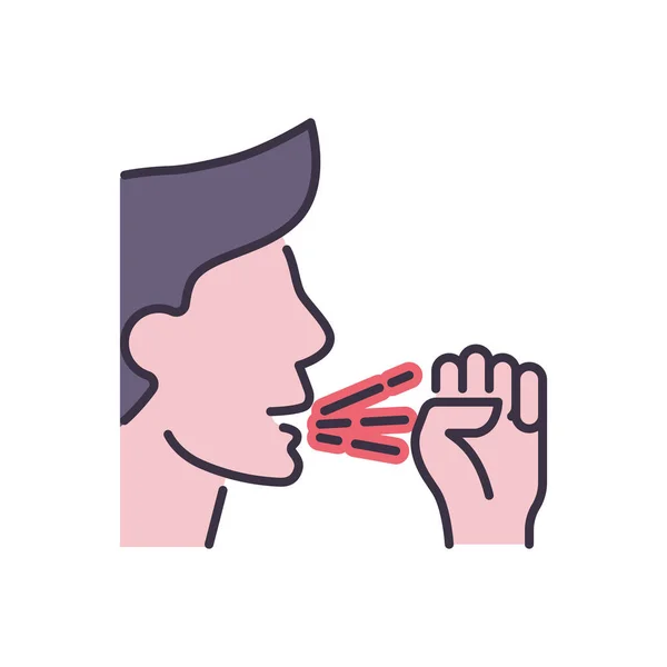 Cough Related Vector Icon Man Coughs Fist Cough Sign Isolated — Stock Vector
