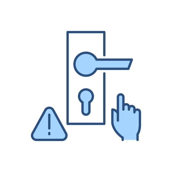 Торкайтеся Векторної Ікони Пов Язаної Дверима Doorknob Рука Знак Оклику — стоковий вектор