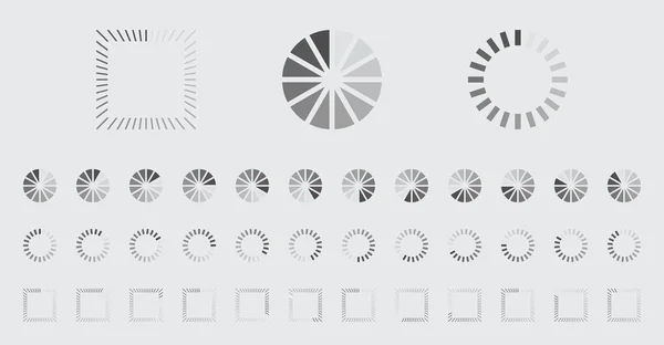 Buffering Iconos Carga Circular Conjunto Vectores Video Listo Para Animación — Vector de stock