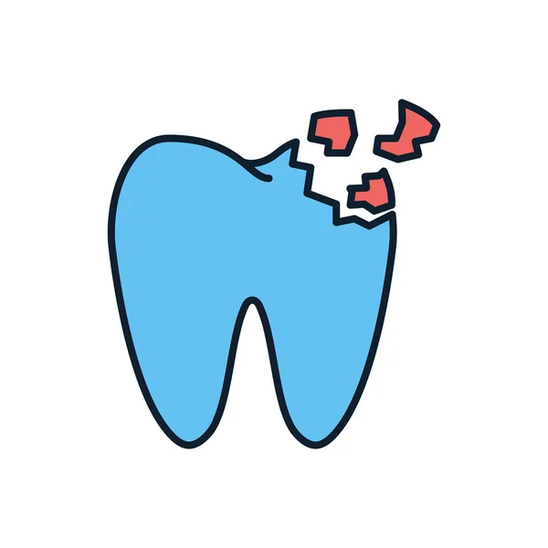 牙齿碎裂相关病媒 牙齿碎屑标志 因白人背景而被隔离 — 图库矢量图片