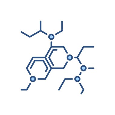 Molekül bağlantılı vektör simgesi. Molekül işareti. Beyaz arka planda izole edilmiş. Düzenlenebilir vektör illüstrasyonu