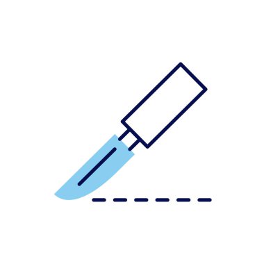 Neşterle ilgili vektör çizgisi simgesi. Beyaz arka planda izole edilmiş. Vektör çizimi. Düzenlenebilir vuruş