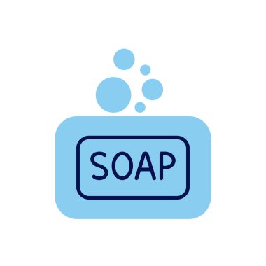 Sabunla ilgili vektör ikonu. Sabun tabelası. Beyaz arka planda izole edilmiş. Düzenlenebilir vektör illüstrasyonu