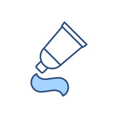 Diş Yapıştırıcı Tüpü İlgili Vektör Simgesi Diş macunu borusu tabelası. Beyaz Arkaplanda İzole Edilmiş