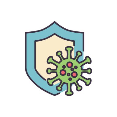 Coronavirus Koruma Vektör simgesi. Kalkan koronavirüse karşı korur. Coronavirus Koruma İşareti. Beyaz arka planda izole edilmiş. Düzenlenebilir vektör illüstrasyonu