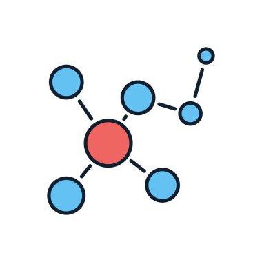Molekül bağlantılı vektör simgesi. Molekül işareti. Beyaz arka planda izole edilmiş. Düzenlenebilir vektör illüstrasyonu