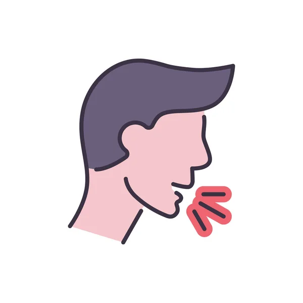 与咳嗽相关的病媒图标 咳嗽的人的头 咳嗽的标志 被白色背景隔离 可编辑的矢量说明 — 图库矢量图片