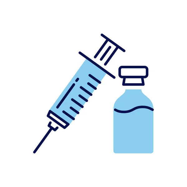 Ikona Vektoru Související Vakcínou Injekční Stříkačka Obal Vakcínou Znamení Vakcíny — Stockový vektor