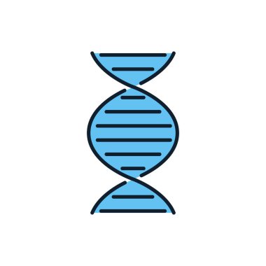 DNA bağlantılı vektör çizgisi simgesi. DNA sarmal doğrusal simgesi. Deoksiribonükleik, nükleik asit yapısı. Kromozom. Moleküler biyoloji. Genetik kod. Beyaz arka planda izole edilmiş. Vektör çizimi. Düzenlenebilir vuruş