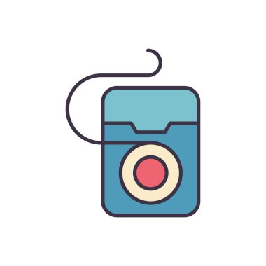 Diş ipi İlgili Vektör Simgesi. Diş ipi işareti. Beyaz Arkaplanda İzole Edilmiş