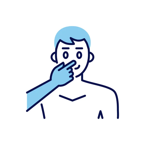 Avoid Face Touch Related Vector Icon Man Touches Face Finger — Stock Vector