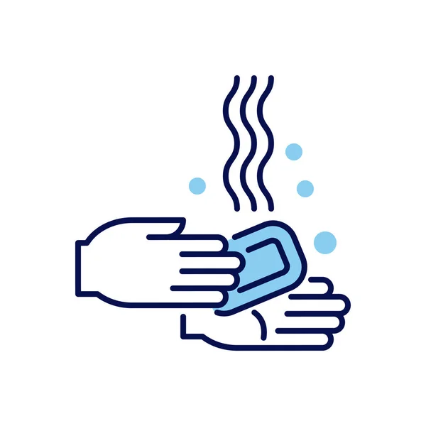 Yıkamayla Ilgili Vektör Simgesi Elleri Sabunlu Suyla Yıkıyor Yıkama Tabelası — Stok Vektör
