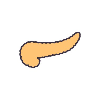 Pankreas Ilgili vector Line simgesi. Beyaz arka planda yalıtılmış. Düzenlenebilir kontur