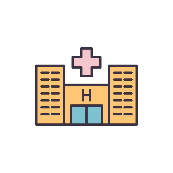 Ícone Linha Vetorial Relacionado Hospital Instalações Médicas Centro Urgências Edifício — Vetor de Stock