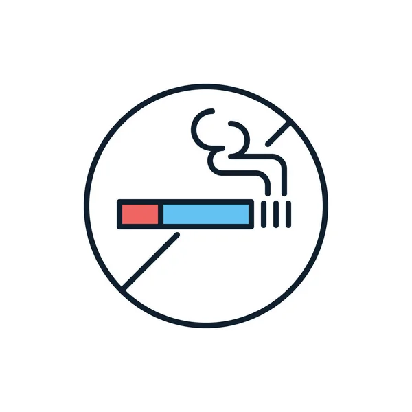 Icône Ligne Vectorielle Non Fumeurs Panneau Interdiction Cigarette Fumée Isolé — Image vectorielle