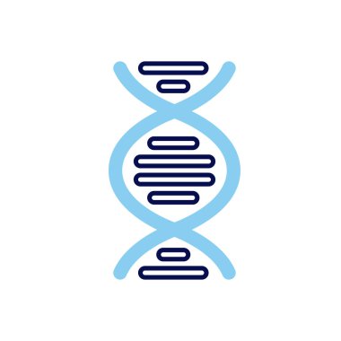 DNA bağlantılı vektör çizgisi simgesi. DNA sarmal doğrusal simgesi. Deoksiribonükleik, nükleik asit yapısı. Kromozom. Moleküler biyoloji. Genetik kod. Beyaz arka planda izole edilmiş. Vektör çizimi. Düzenlenebilir vuruş