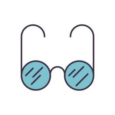 Gözlükle ilgili vektör simgesi. Beyaz arka planda izole edilmiş. Vektör illüstrasyonu